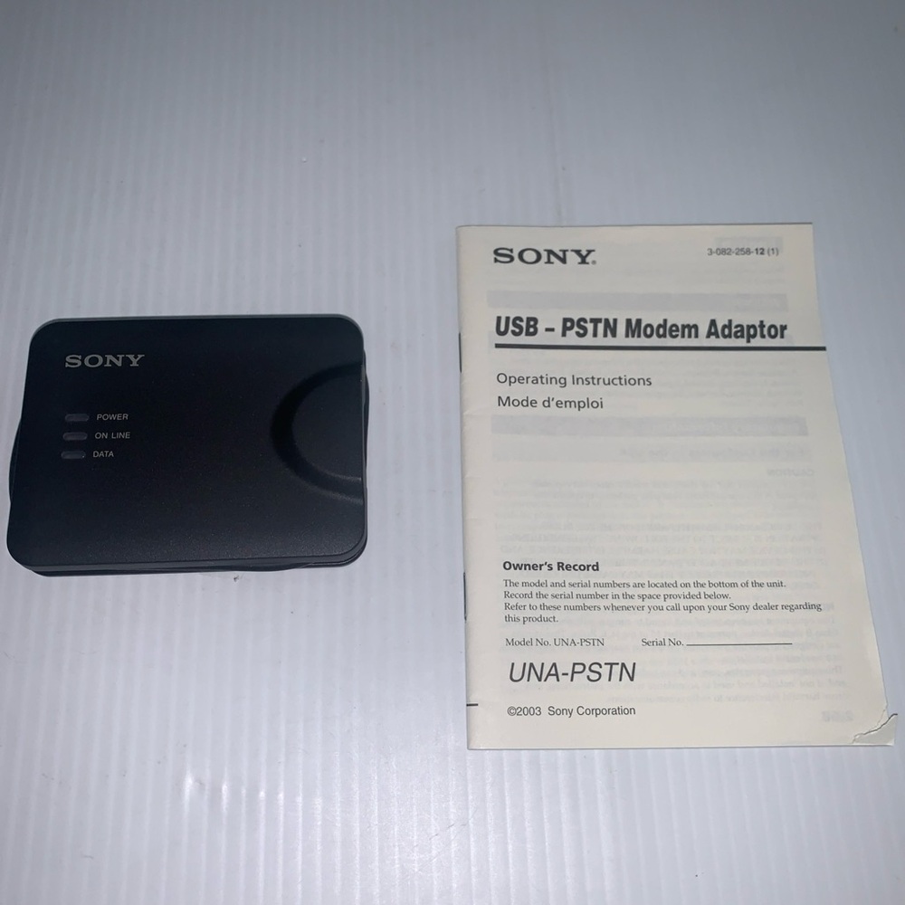 Sony Handycam UNA-PSTN USB Modem Adapter & Sony Operating/ Instructing Booklet